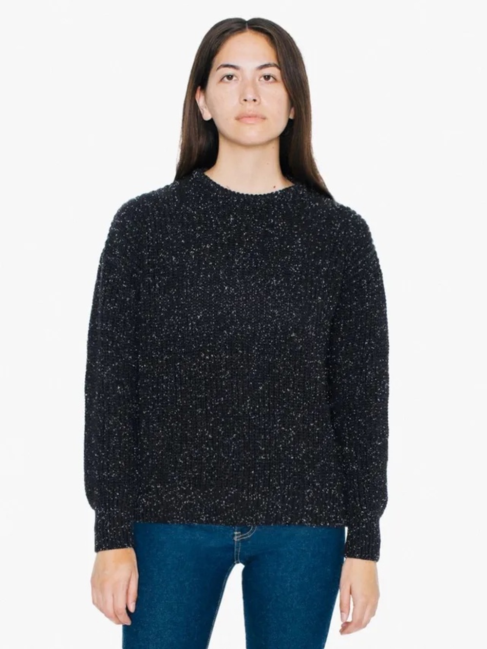 American apparel fisherman sweater black and white speckle 100% cotton small - Picture 4 of 5